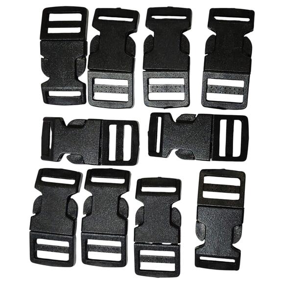 10pk Black 5/8" Curved Side-Release Buckles – Quick-Clip for Paracord & Webbing - Picture 2 of 6